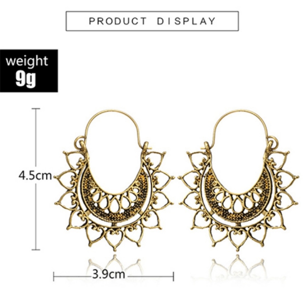 Vintage Bohemian Open flower Earrings - Picture 2 of 2